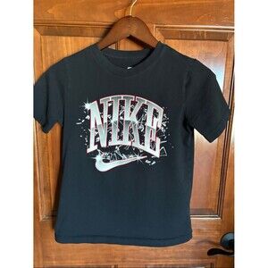 Nike Black Short Sleeve Graphic Logo Tee with Red & White Accents -Boys Large